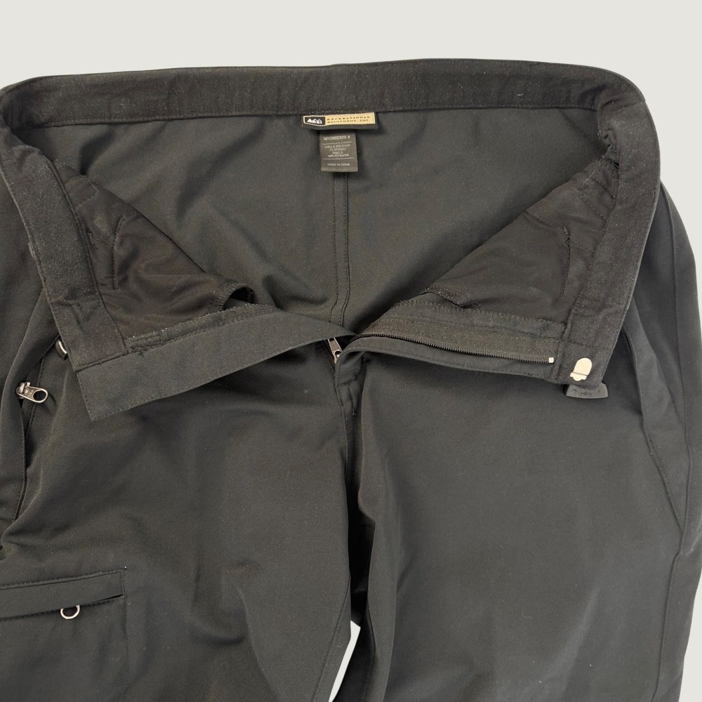REI Hiking Pants Womens 8 Black Softshell Technical Stretch Belted Cargo - Picture 6 of 7